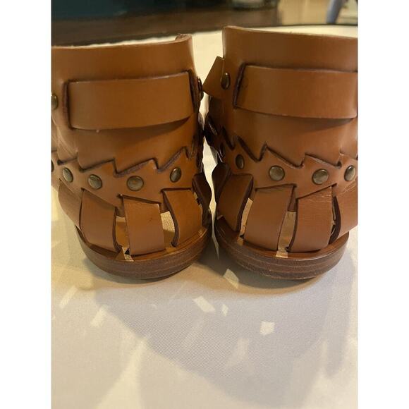 Ralph Lauren Collection Purple Label Flats Sandals 7 37 Italy Tan Gold Gladiator - Picture 6 of 6